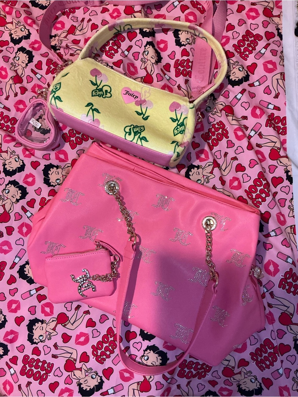 Juicy Couture Purse Bundle
Pink lemonade Tote and Retro Cherry purse π©·π - Picture 2 of 9